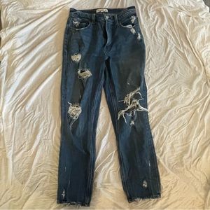 Abercrombie & Fitch Distressed High Rose Mom Jeans